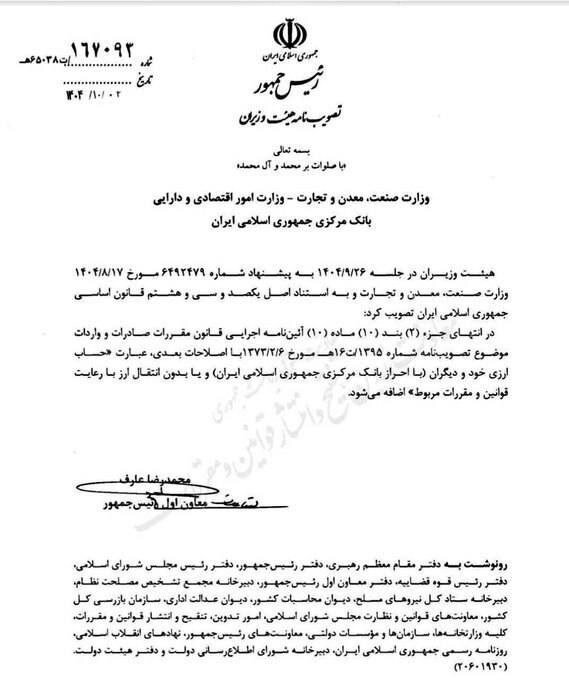 اعلام واردات بدون نیاز به تخصیص ارز بانک مرکزی